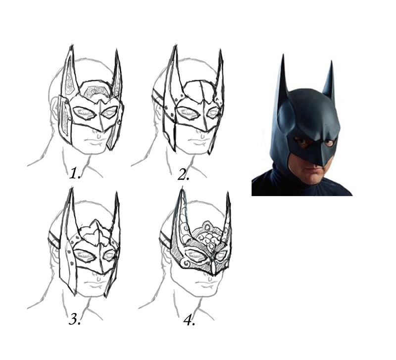 Dark Knight Mask Design Sketches by Angelic-Artisan