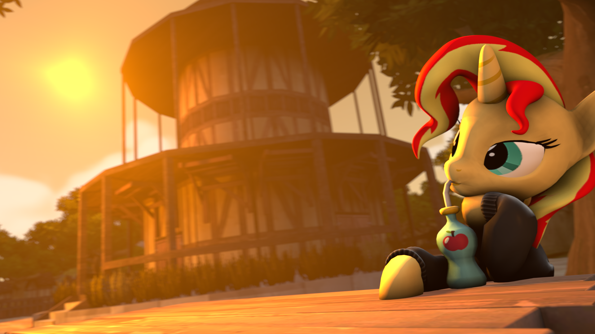 _sfm__drinking_some_juice_in_the_sunset_