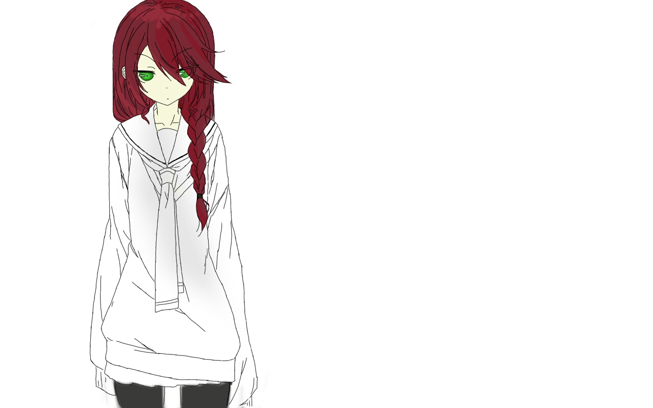 red Anime hair girl