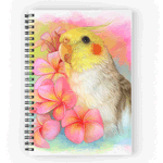 Cockatiel With Frangipani Realistic Painting Spiral Notebook