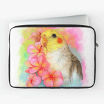 Cockatiel With Frangipani Realistic Painting Laptop Sleeve